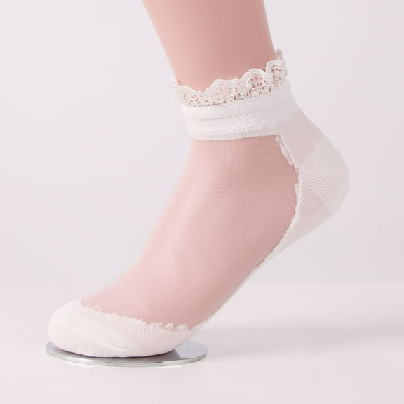 MSJUHEG No Show Socks Womens,Lace Socks,Womens Socks,Footies Socks for Women,Flat Socks,Ballerina Socks Lace Socks Short Stockings Splice Socks Boat Socks White 1 One Size