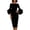 Black 09, variant on Karymi Cocktail Dresses for Women Elegant Solid Midi Sheath Dress, Crew Neck Tiered Bell 3/4 Sleeve Slim Fitting Knee Length Formal Party Wedding Guest Dress