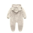 thumbnail image 3 of Children Fleece Hooded Romper Infant One Piece Jumpsuit with Bear Ears Cozy Warm Outwear for Newborns Toddlers Boys Girls Zip Up Footed Pajamas, 3 of 3