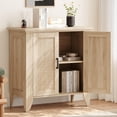 thumbnail image 7 of GAOMON Rattan Buffet Cabinet with Doors and Shelves, Natural Oak Sideboard, Wooden Storage Console for Entryway, Living Room, Dining Room, or Kitchen, 7 of 7