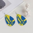 thumbnail image 4 of Sweden Map Flag Leather Teardrop Earring Lightweight Drop Earrings For Women, 4 of 6