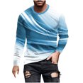 thumbnail image 1 of Blusas y camisas de manga larga con cuello redondo para hombre, blusa informal de manga larga con cuello redondo y estampado de rayas, blusa de poliéster para hombre, 1 of 4