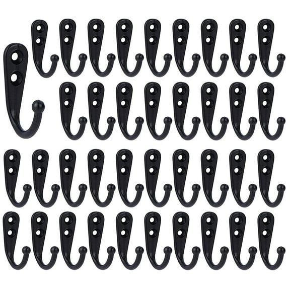 Coat Hooks 38 Pack Farmhouse Hooks Black Decorative Rustic Coat Hooks Rack Wall Mounted Single Prong Robe Hook Vintage Organizer Hanging Wire Hook Cl