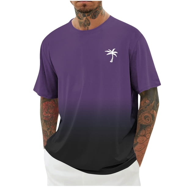 Camisas de Manga Larga para Hombres Imprimir Casual Cuello Redondo Blusa de Manga Corta, Camisas de Lino para Hombres
