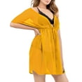 thumbnail image 2 of HAPPY BAY Women's Beachwear Summer Swim Beach Cover ups for Swimwear Bikini Sheer Chiffon Cover up V Neck Dress Bathing Suit Swimsuit Coverups for Women XL-XXL Solid Plain, Yellow, 2 of 6