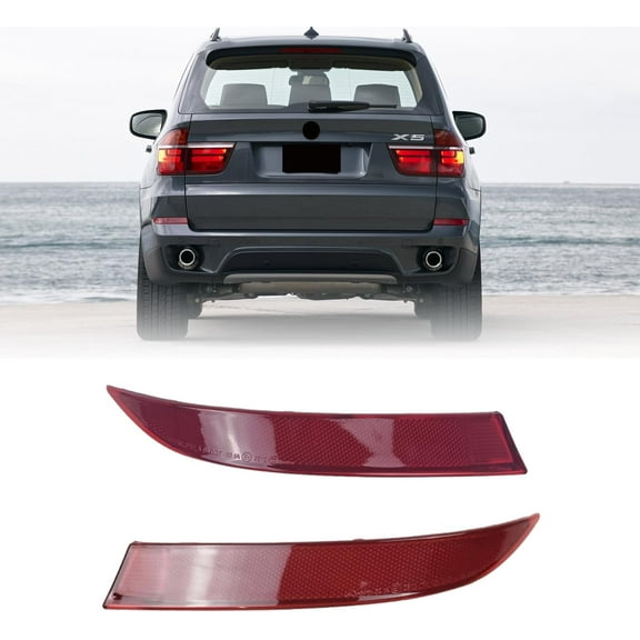 BINB ROAD 2Pcs Rear Bumper Reflector 63147240997 63147240998 Left Right Red Trim Compatible with BMW X5 E70 2009-2013