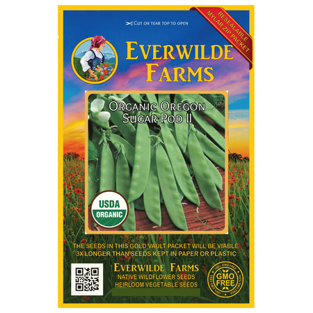 - Everwilde Farms - 75 Organic Oregon Sugar Pod II Pea Seeds - Gold Vault Jumbo Bulk Seed Packet