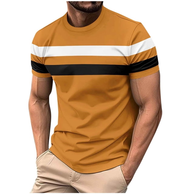pstuiky Camisa de manga corta para hombre, Camiseta deportiva informal de manga corta con cuello redondo y parches para hombre ropa de hombre xxl