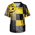 thumbnail image 4 of Domuza Mens Halloween Scrubs Top Novelty Spooky Print V-Neck Short Sleeve Nurse Uniform Shirts Comfy Soft Relaxed Fit Medical Workwear 2XL, 4 of 6
