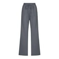 thumbnail image 5 of Bzhegqhd Women's Athletic Pants Sporty Casual Trousers Solid Color Elastic Waistband with Rope Tie Side Pockets Lightweight Linen Blend Fabric Loose Fit Streetwear Fashion Pants, 5 of 5