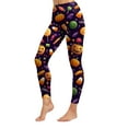 thumbnail image 5 of adviicd Womens Halloween Leggings Fall Pumpkin Printed Stretchy Leggings Comfort Yoga Pants Costumes (Yellow, S), 5 of 8