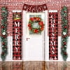 Merry Christmas Porch Sign, Happy New Year Joy Christmas Banners, Red Black Buffalo Plaid Porch Signs, Christmas Decorations for Home Wall Front Door Indoor and Outdoor