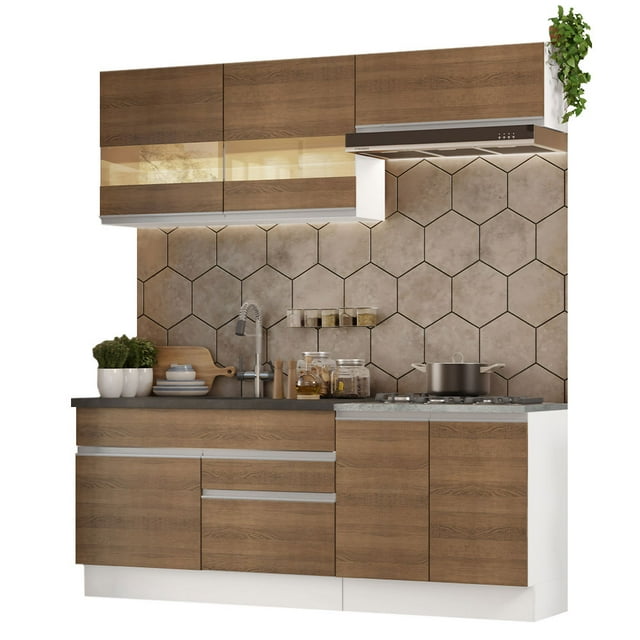 Cocina Integral Completa Madesa Glamy 200cm Blanco/Marrón