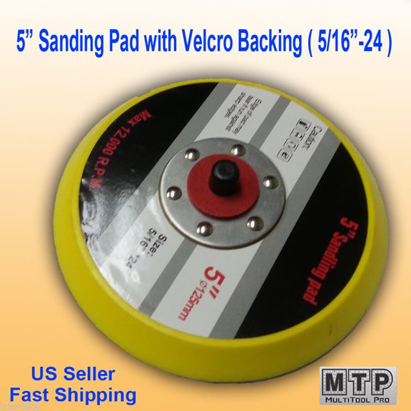 MTP ® 5" 125mm Hook and Lopp Backing Face Sanding Pad 5"X 5/15" 24 TPI Thread DA Sander Grinder Polishing