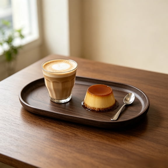 CQCYD Under $5 Faux Wood Grain Serving Tray, Reusable Plastic Coffee Dessert Tray, Rectangular Breakfast Tray for Tea Fruit Home Kitchen, 9 x 5 x 1 Inch