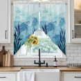 thumbnail image 6 of Blue Coastal Swag Curtains for Kitchen/Bedroom/Living Room, Beach Sea Turtle Ocean Nautical Botanical Scalloped Curtains 63 Inch Long, Window Swag Topper Curtains Valances 2 Panels Set 36"x63", 6 of 8