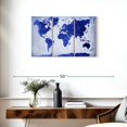 thumbnail image 3 of Elephant Stock Vivid Blue World Map Wall Art - Horizontal Multi Panel Canvas - Living Room Wall Decor - Map Multi Panel - Blue And White Decor - 33" x 20", 3 of 8