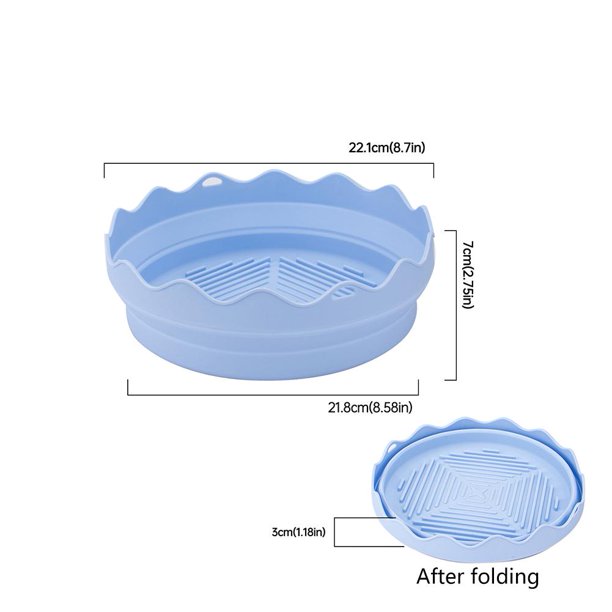 Revestimiento redondo para freidora de aire bandeja antiadherente de silicona para parrilla utensilios de cocina (azul) Sywqhk Libre de BPA