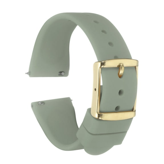 Uxcell Silicone Watch Band 20mm Quick Release Rubber Replacement Watch Strap with Stainless Steel Gold Clasp, Light Gray