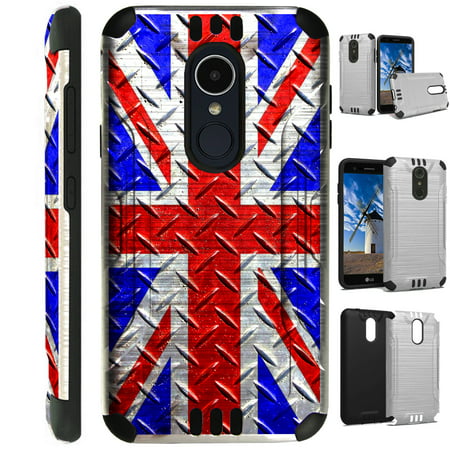 For LG Stylo 3 | LG Stylo 3 Plus Case Brushed Metal Texture Hybrid TPU Silver Guard Phone Cover (UK Flag (Best Home Telephone Uk)