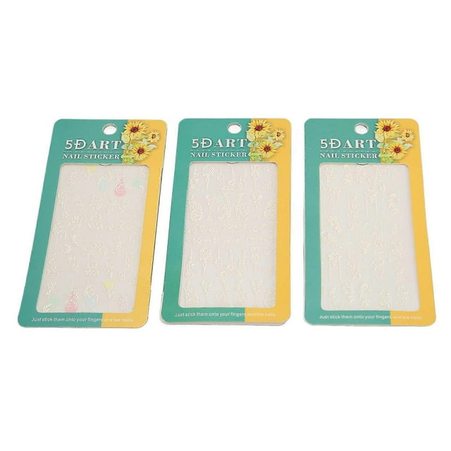 3 Sheet Embossed Nail Art Sticker Self Adhesive 5D Hollow Pattern Nail Decals Decoration Accessories
