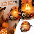 thumbnail image 3 of Halloween Wreath with Light,10 Inch DIY Pumpkin Door Hanging Halloween Decor for Porch,Party,Home - Great Halloween Decorations & Halloween Lights,A/B/C(C), 3 of 7