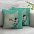 thumbnail image 3 of Qinduosi Pet Pillow Cover White Angora Cat Throw Pillow Covers Green Pillowcovers Soft Double Side Print Sofa Linen Square Throw Pillowcover inch for Living Room Bedroom Car Decor, 3 of 5