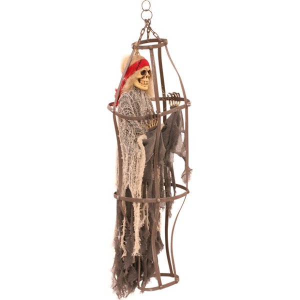 Caged Skeleton Halloween Prop