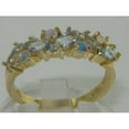 thumbnail image 3 of LBG British Made 9k Yellow Gold Natural Aquamarine & Opal Womens Eternity Ring - 33 size options, 3 of 7