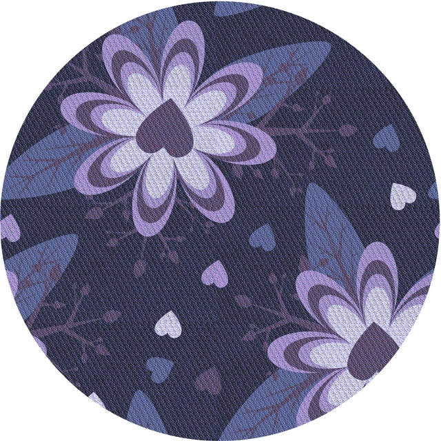 Ahgly Company Tapis Rond Lavable en Machine Intérieur Transitionnel Violet Clair, 4 Pieds Rond