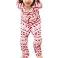 thumbnail image 4 of Christmas Family Pajamas Set Deer Snowflake Print Long Sleeve Lapel Neck Tops+Trousers, 4 of 10