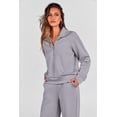thumbnail image 3 of Conjunto Deportivo de Mujer PRETTYGARDEN 2 Piezas Sudadera con Media Cremallera y Pantalones Palazzo Gris Talla S, 3 of 7