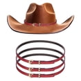 thumbnail image 1 of 4 PCS Banda de Sombrero Estirable Cinturones de Sombrero Brillantes para Mujeres Hombres Sombreros de Vaquero (Rojo), 1 of 7