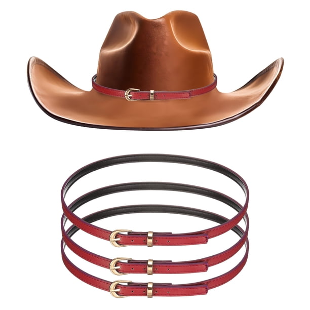 4 PCS Banda de Sombrero Estirable Cinturones de Sombrero Brillantes para Mujeres Hombres Sombreros de Vaquero (Rojo)
