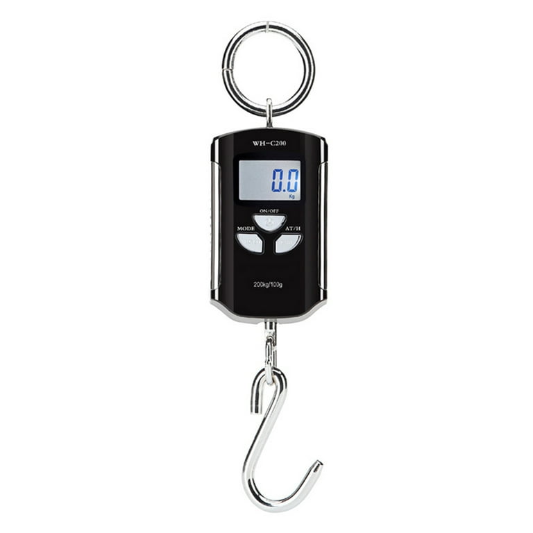 Digital Hanging Scale 200kg/ 440lb Portable Crane Scale LCD Backlight Steel Hook  Scales for Farm Fishing Food Market Work 