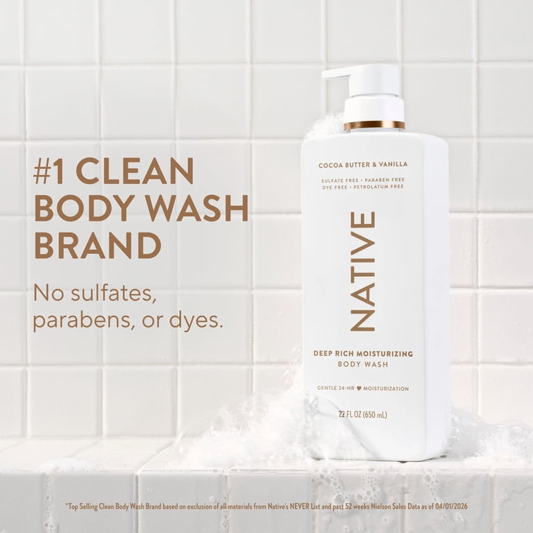 Native Moisturizing Body Wash, Cocoa Butter & Vanilla, 22 fl oz photo 2
