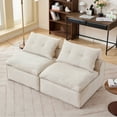 thumbnail image 2 of PORKISS Modular Sectional Sofa with Neck Pillow and Lumbar Pillow, Cloud Sectional Couch with Soft Chenille Fabric, At will DIY, 2-Seat, Beige, 2 of 12