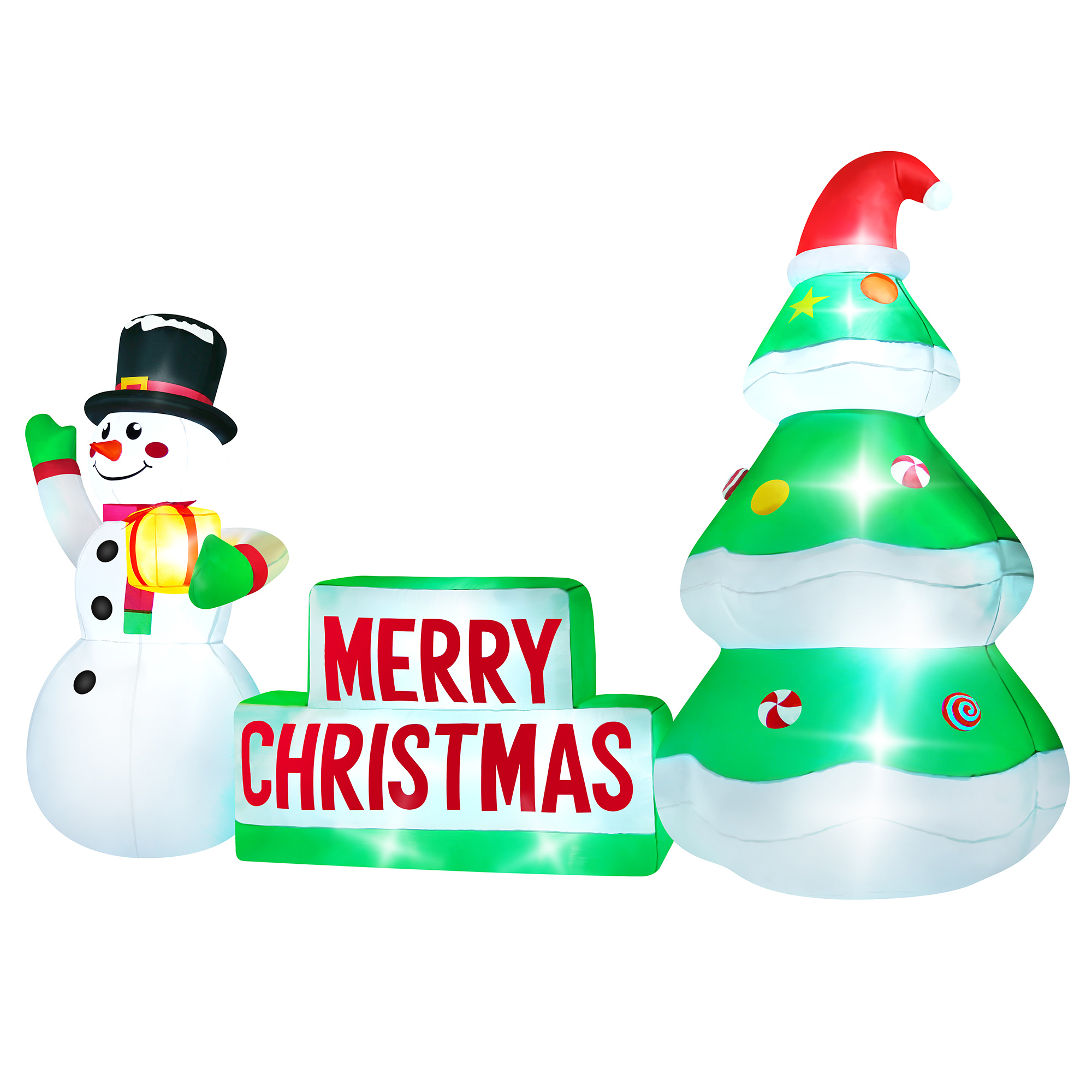 Yexmas 9ft Christmas Inflatable Snowman with Tree and LED photo 7