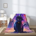 thumbnail image 5 of Throw Blanket for Couch Sofa and Bed, Halloween Cute Black Cat Witch Hat Super Soft Plush Throw Blanket, Fuzzy Cuteness Comfy Warm Washable Flannel Blanket & Throws for All Season 50"x40", 5 of 7
