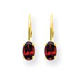thumbnail image 1 of 14k Yellow Gold Oval Garnet Leverback Earrings Birthstone January Drop Dangle Gemstone, 1 of 6