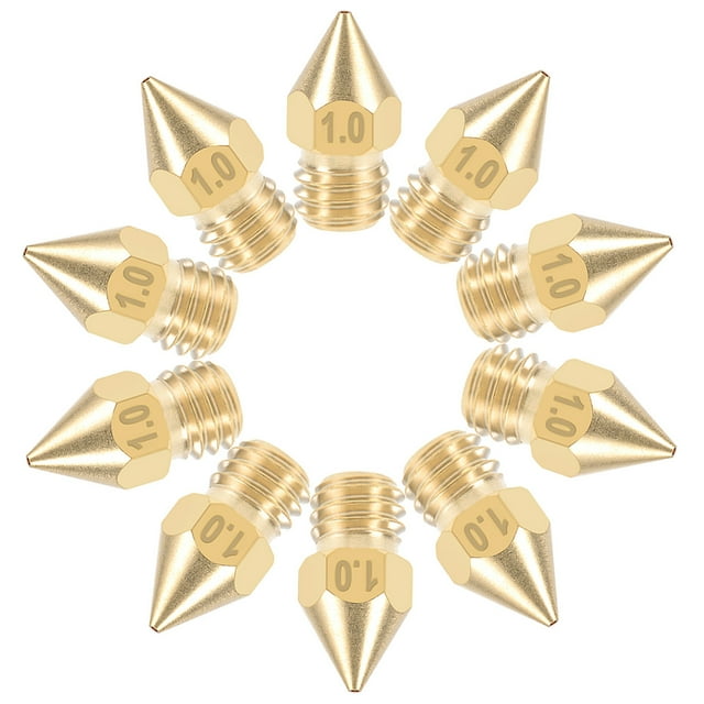 Uxcell M6x0.04'' 3D Printer Nozzle Head Thread Replacement Brass 10pcs