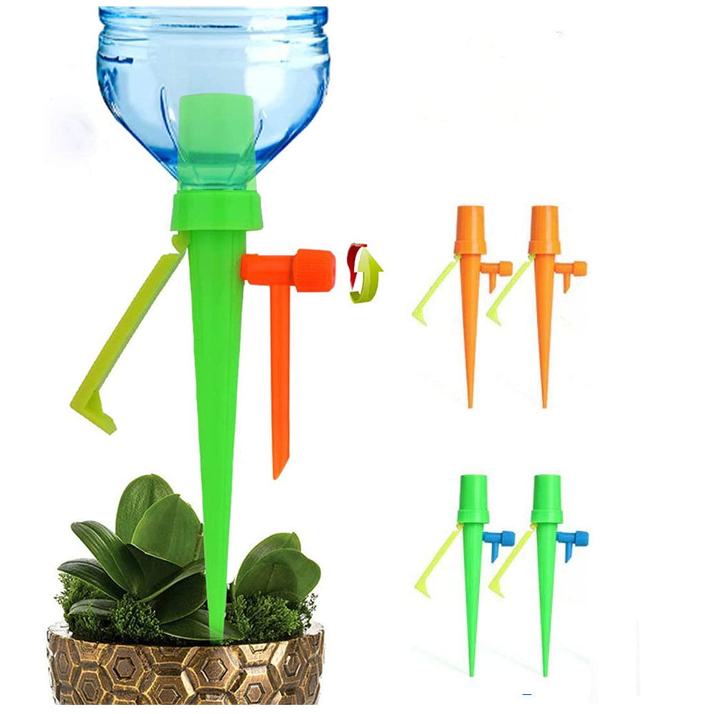 4Pcs Self-Watering Flower Water Drip Spikes with Valve for Indoor Potted Plant Adjustable Plant Water Funnel Automatic Plant Waterer 