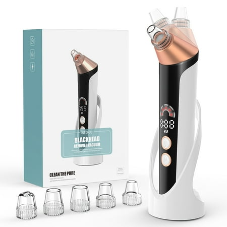 GPED 2022 Upgrade Blackhead Remover Vacuum with Wireless Rechargeable Base, Strong Suction Pore Cleanser Acne Zit Pimple Extractor Tool with LED Display, 180° Rotatable, 5 Suction Power & 5 Probes
