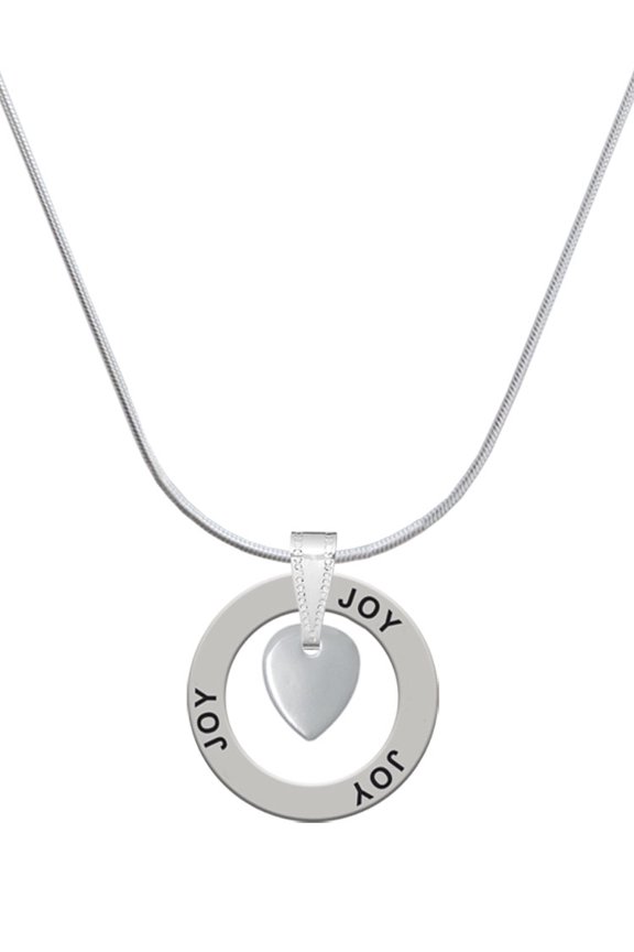 Silvertone Mini Guitar Pick Joy Ring Charm Necklace, 18"