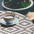 thumbnail image 3 of Ambesonne Abstract Fitted Round Tablecloth, Rhombus Geometric Art Deco, 45"- 56" Diameter, Dark Blue Pastel Brown, 3 of 5