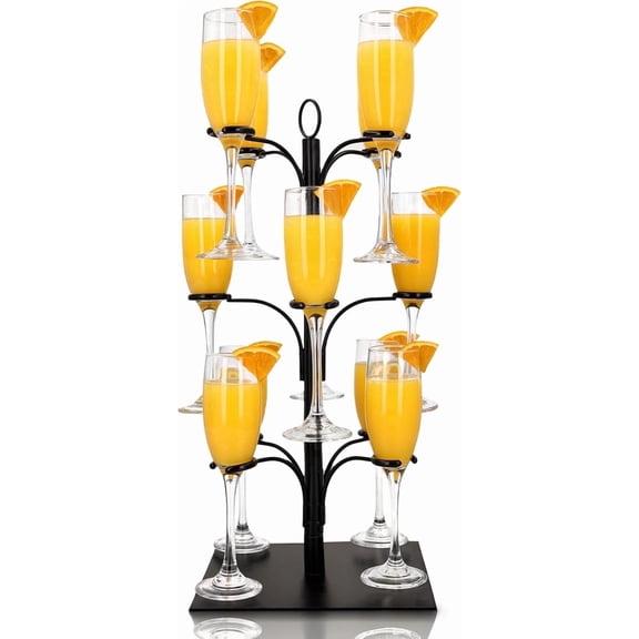 Ksestor Cocktail Tree Stand 3 Tier Champagne Tower Drink Tower Wine Holder Holds 12 Glasses