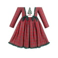 thumbnail image 5 of Girls Dress Red Christmas Tree Plaid Checks Vintage Bow Tie Square Neck 8 Years, 5 of 6
