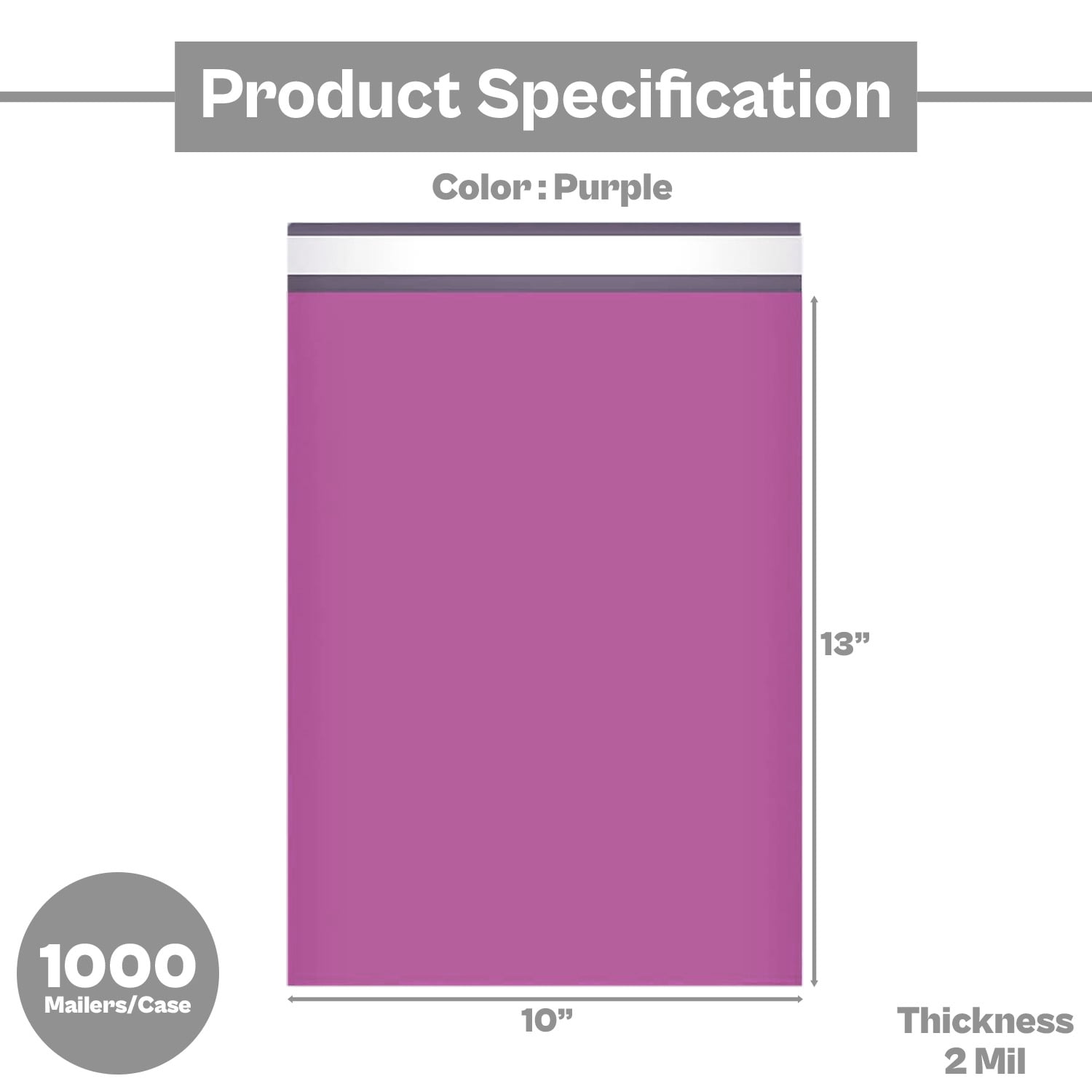 MMBM 10 x 13 Purple Poly Mailer 2 Mil Self Sealing Polybags Packaging Shipping Mailing Envelopes Bags - 1000 Pieces