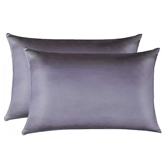 Fundas de almohada de seda Jocoku, 100% seda de morera, estándar, gris, juego de 2