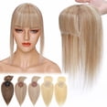thumbnail image 3 of Benehair 100% Remy Human Hair Extensions Clip In Hairpiece Toupee Topper With Bang Mono Base for Women Highlight Blonde Density 150% Seamless, 3 of 13